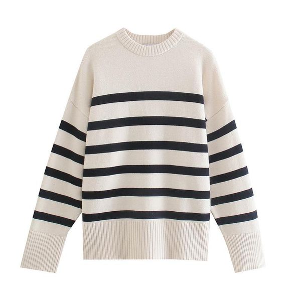 women's sweaters 2021 spring and autumn sweater pullover long sleeve round neck ladies stripe printed knit fashion retro casual wear, White;black
women's sweaters 2021 spring and autumn sweater pullover long sleeve round neck ladies stripe printed knit fashion retro casual wear, White;black