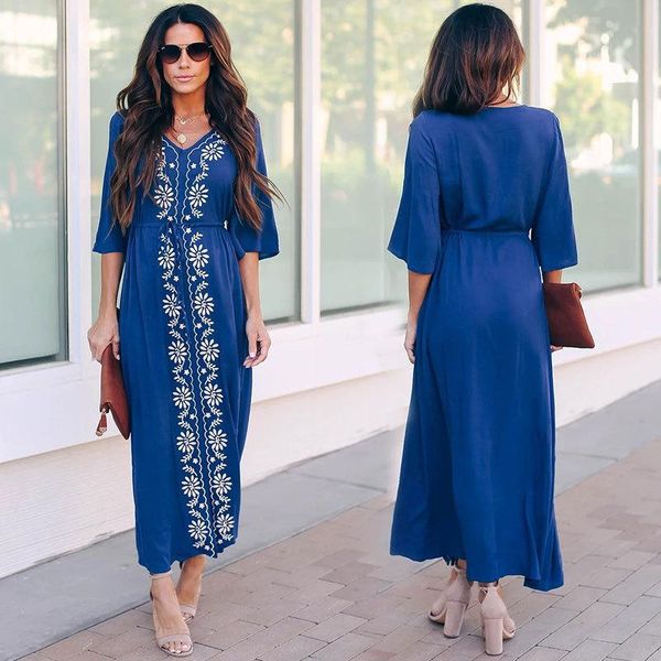 women's swimwear cover up bohemian dress lady long sleeve v neck embroidered drawstring beach skirt casual loose vacation boho robe, White;black
women's swimwear cover up bohemian dress lady long sleeve v neck embroidered drawstring beach skirt casual loose vacation boho robe, White;black