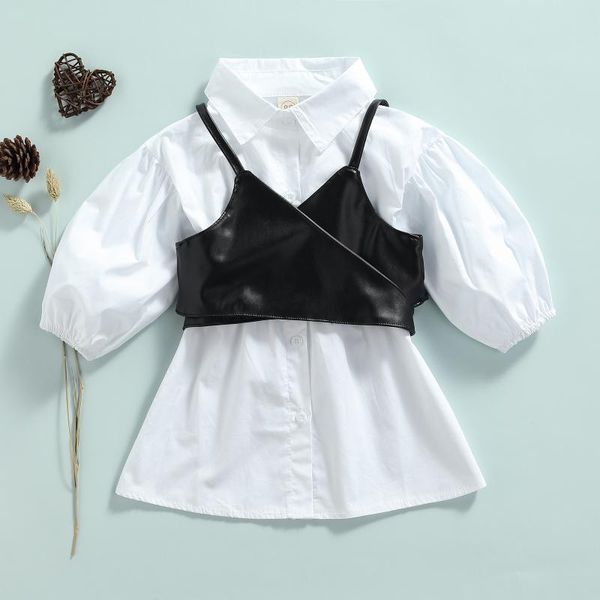 clothing sets 2021 cfashion baby girls puff sleeve shirt dress leather corset vest autumn long single breasted clothes, White
clothing sets 2021 cfashion baby girls puff sleeve shirt dress leather corset vest autumn long single breasted clothes, White