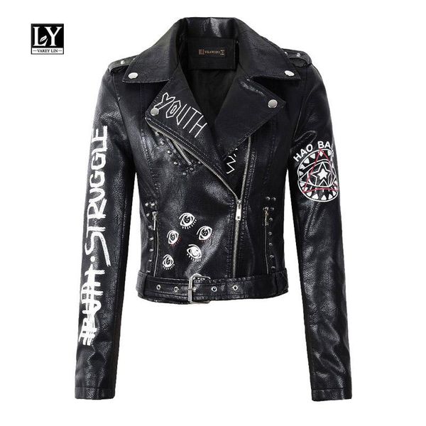 women's leather & faux ly varey lin 2021 autumn winter women jacket turn down collar letter print epaulet rivet zipper biker outerwear, Black
women's leather & faux ly varey lin 2021 autumn winter women jacket turn down collar letter print epaulet rivet zipper biker outerwear, Black