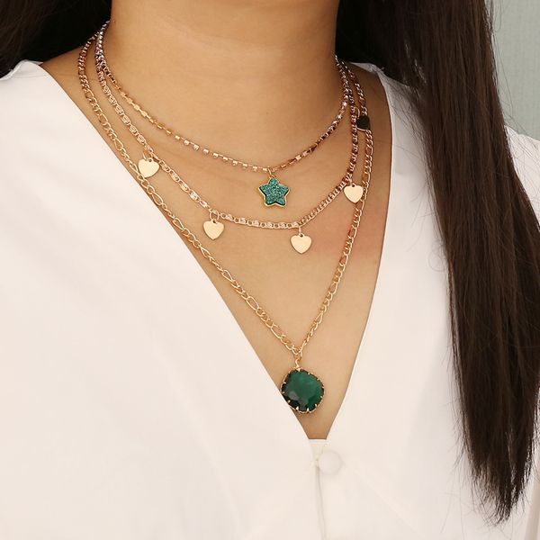 factory wholesale jewelry fluorescent five pointed star love green crystal multi-layer women's personality creative necklace n805 party
factory wholesale jewelry fluorescent five pointed star love green crystal multi-layer women's personality creative necklace n805 party