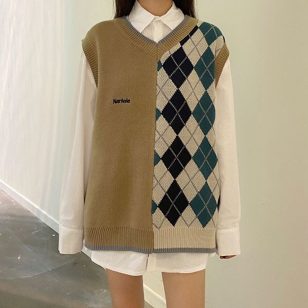 autumn and winter preppy color patchwork knitted v neck twist vest sweaters womens sweaters and pullovers womens (x1632) 210423, White;black
autumn and winter preppy color patchwork knitted v neck twist vest sweaters womens sweaters and pullovers womens (x1632) 210423, White;black