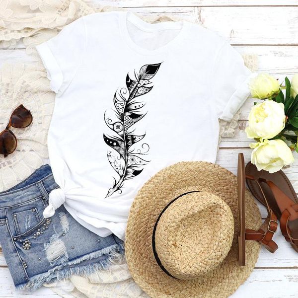 women's t-shirt women graphic vintage feather kawaii short sleeve casual vogue tees print t shirt clothing female womens, White
women's t-shirt women graphic vintage feather kawaii short sleeve casual vogue tees print t shirt clothing female womens, White