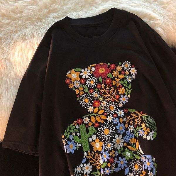 women's t-shirt bear embroidery short sleeve round neck pullover girlfriend couple pink white black
women's t-shirt bear embroidery short sleeve round neck pullover girlfriend couple pink white black