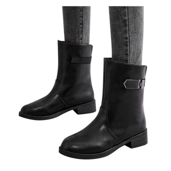 boots fashion women's shoes thick-soled colorblock brock flat square heel short casual with round toe belt buckle, Black
boots fashion women's shoes thick-soled colorblock brock flat square heel short casual with round toe belt buckle, Black