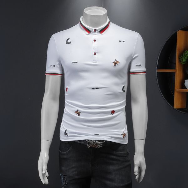 summer mens mercerized cotton lapel shortsleeved polo shirt pure cotton ice silk 2022 new trendy embroidered top, White;black
summer mens mercerized cotton lapel shortsleeved polo shirt pure cotton ice silk 2022 new trendy embroidered top, White;black