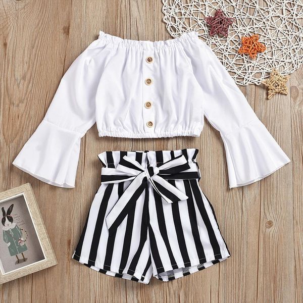 telotuny childrens clothing toddler kids baby girls ruffle off shoulder t shirt striped print shorts outfits set 20, White
telotuny childrens clothing toddler kids baby girls ruffle off shoulder t shirt striped print shorts outfits set 20, White