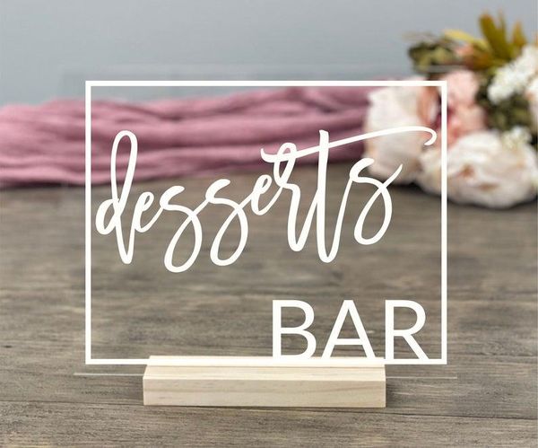 party decoration dessert bar table sign acrylic wedding hors-d'oeuvres cake sweets bridal shower bachelorette clear
party decoration dessert bar table sign acrylic wedding hors-d'oeuvres cake sweets bridal shower bachelorette clear