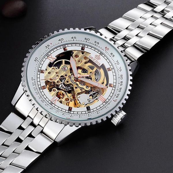 automatic mechanical watches silver fashion stainless steel strap skeleton men luxury brand male wristwatches, Slivery;brown
automatic mechanical watches silver fashion stainless steel strap skeleton men luxury brand male wristwatches, Slivery;brown