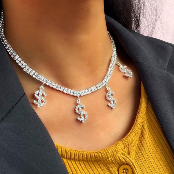 chains statement dollar sign necklace rhinestone choker for women iced out money pendant tennis chain collar punk hip hop jewelry 2021, Silver
chains statement dollar sign necklace rhinestone choker for women iced out money pendant tennis chain collar punk hip hop jewelry 2021, Silver