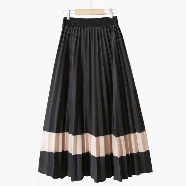 spring autumn women elastic waist casual pathwork panelled over knee chiffon black loose pleated skirt 8y983 210510
spring autumn women elastic waist casual pathwork panelled over knee chiffon black loose pleated skirt 8y983 210510