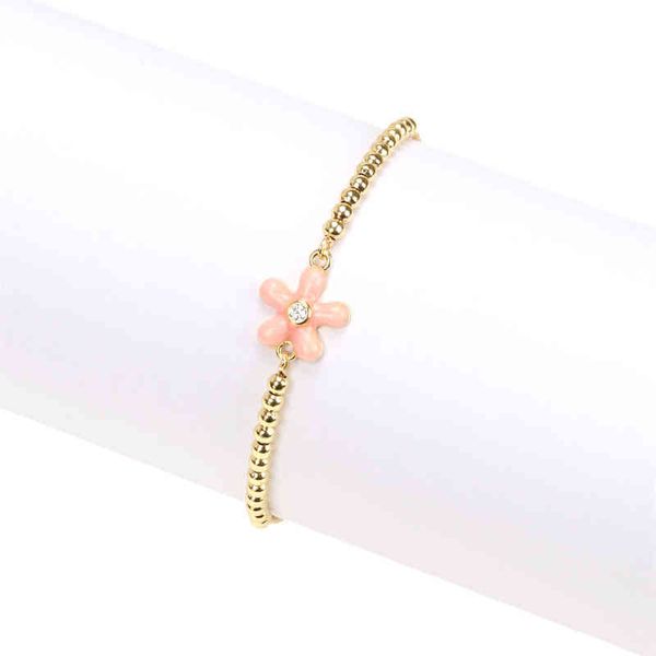 5pcs exquisite cute zircon enamel little pink flower bracelet for women girl gold color beads chain romantic party jewelry, Golden;silver
5pcs exquisite cute zircon enamel little pink flower bracelet for women girl gold color beads chain romantic party jewelry, Golden;silver