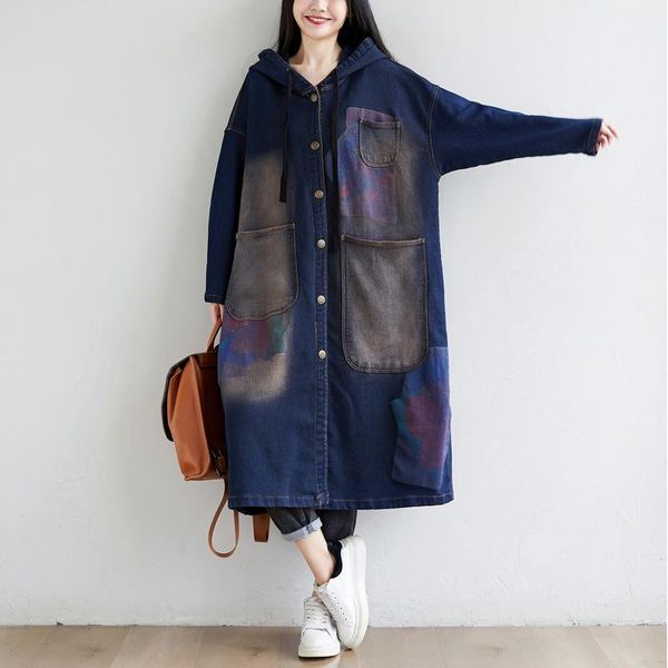 women's trench coats female autumn and winter plus size outerwear distressed hooded asymmetrical washed loose denim, Tan;black
women's trench coats female autumn and winter plus size outerwear distressed hooded asymmetrical washed loose denim, Tan;black