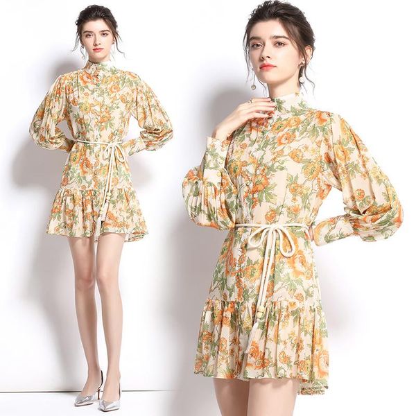 casual dresses film - european spring 2022 women's clothing collar broken flower lantern sleeve backing female waist dress, Black;gray
casual dresses film - european spring 2022 women's clothing collar broken flower lantern sleeve backing female waist dress, Black;gray