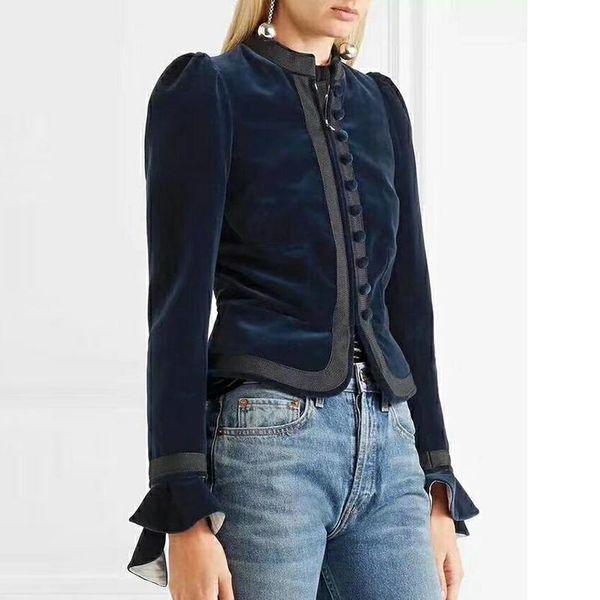 est runway 2021 designer jacket women's flare sleeve zip velvet short jackets, Black;brown
est runway 2021 designer jacket women's flare sleeve zip velvet short jackets, Black;brown