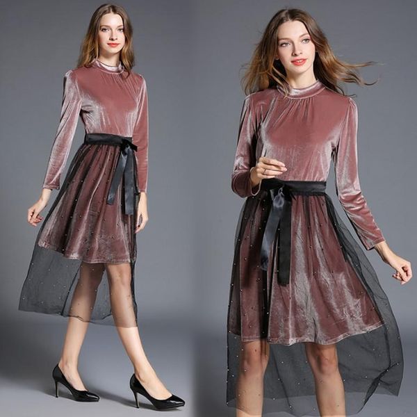 casual dresses spring autumn women classic two pieces set dresslady vintage a line chiffon velvet vestidos 6915, Black;gray
casual dresses spring autumn women classic two pieces set dresslady vintage a line chiffon velvet vestidos 6915, Black;gray
