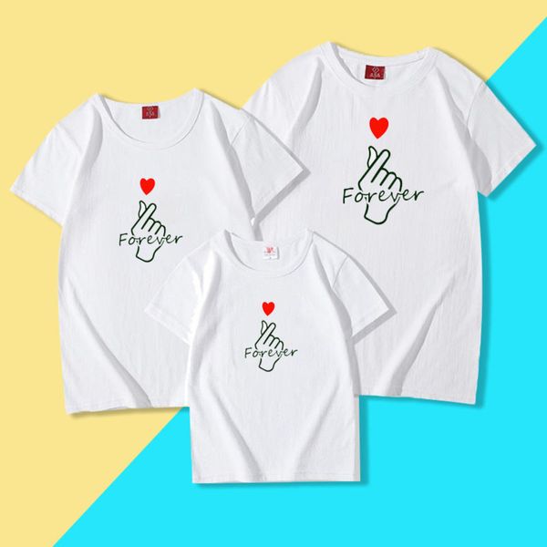 2021 parent-child short sleeve cotton round neck family three white t-shirt summer wear, White;black
2021 parent-child short sleeve cotton round neck family three white t-shirt summer wear, White;black