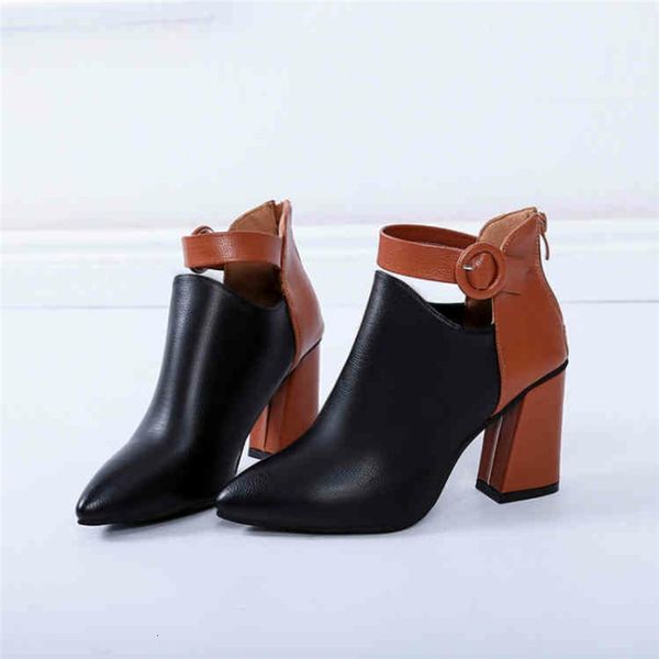 boots fashion style pointed toe square heel women ankle western boots mixed color lady shoes, Black
boots fashion style pointed toe square heel women ankle western boots mixed color lady shoes, Black