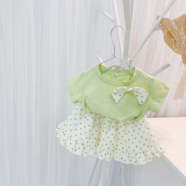 summer children kids clothing sets short sleeve o neck bow t-shirt + polka dot pleated skirts girls casual 2pcs suits, White
summer children kids clothing sets short sleeve o neck bow t-shirt + polka dot pleated skirts girls casual 2pcs suits, White