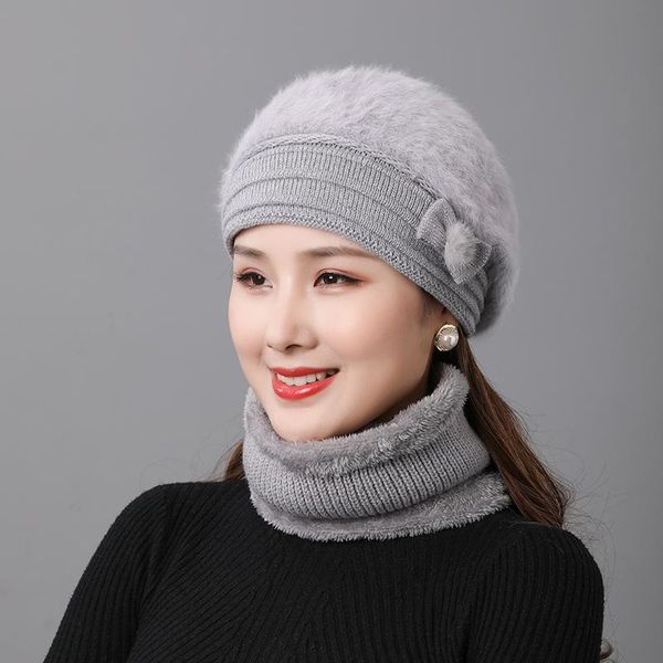beanies middle-aged mother winter hat for women elegant bow fur knitted berets thick warm plus velvet cap scarf set gift
beanies middle-aged mother winter hat for women elegant bow fur knitted berets thick warm plus velvet cap scarf set gift