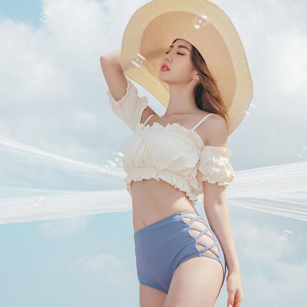 women's swimwear bikini set padded off shoulder biquini high waist swimsuit quality beach suit 2021 koren design, White;black
women's swimwear bikini set padded off shoulder biquini high waist swimsuit quality beach suit 2021 koren design, White;black