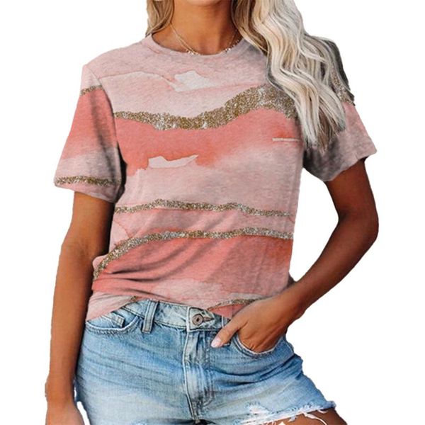 women's t-shirt women tee shirt color block print summer round neck short sleeve female woman clothing, White
women's t-shirt women tee shirt color block print summer round neck short sleeve female woman clothing, White