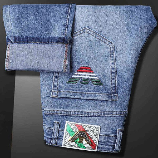 and autumn jeans spring men's elastic slim fit korean version show thin tide brand embroidered small foot long pants men, Blue
and autumn jeans spring men's elastic slim fit korean version show thin tide brand embroidered small foot long pants men, Blue