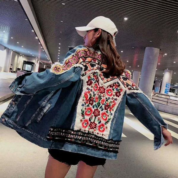 women's jackets cotton denim jacket floral embroidery retro boho appliques coat women long sleeve outwear 2021 chaquetas by74, Black;brown
women's jackets cotton denim jacket floral embroidery retro boho appliques coat women long sleeve outwear 2021 chaquetas by74, Black;brown