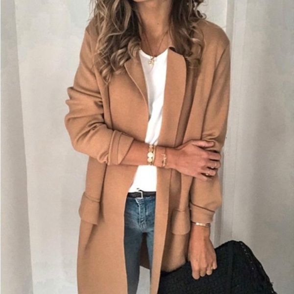 women's jackets autumn solid color long sleeve fake pocket casual suit coat for women, Black;brown
women's jackets autumn solid color long sleeve fake pocket casual suit coat for women, Black;brown