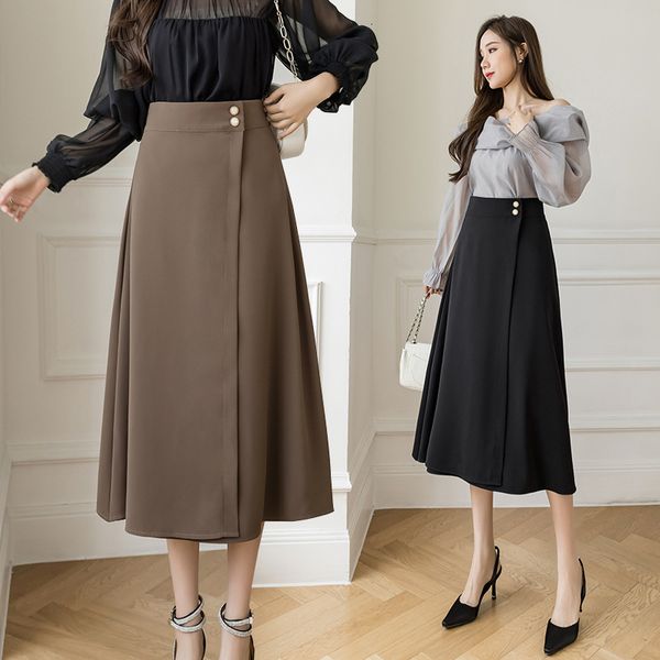 skirts 2021 women's high waist medium length 2021 autumn covered crotch split a-line skirt, Black
skirts 2021 women's high waist medium length 2021 autumn covered crotch split a-line skirt, Black