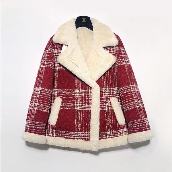 women's wool & blends winter lamb velvet jacket 2021 korean loose plus thick plaid woolen coat warm outerwear female parkas, Black
women's wool & blends winter lamb velvet jacket 2021 korean loose plus thick plaid woolen coat warm outerwear female parkas, Black