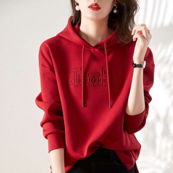 red hooded sweater women's autumn and winter korean version coat loose thin fashion age reducing embroidered top, Black
red hooded sweater women's autumn and winter korean version coat loose thin fashion age reducing embroidered top, Black
