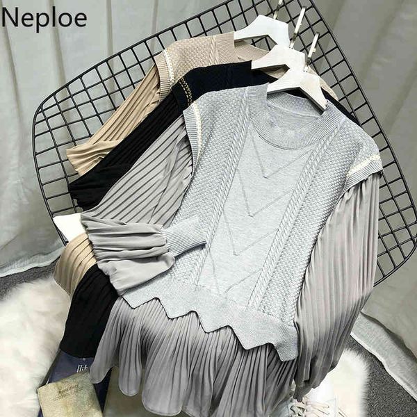 neploe patchwork knitted sweaters women temperament chiffon pleated pullovers loose o-neck lantern sleeve jumper coat 210422, White;black
neploe patchwork knitted sweaters women temperament chiffon pleated pullovers loose o-neck lantern sleeve jumper coat 210422, White;black