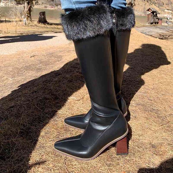 plus size boots 33-43 knee high women design fur warm winter shoes fashion heel botas woman footwear, Black
plus size boots 33-43 knee high women design fur warm winter shoes fashion heel botas woman footwear, Black