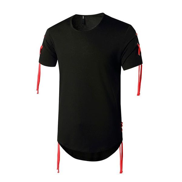 men's t-shirts short sleeve solid color o-neck long t-shirt strap design casual men t shirt hip hop streetwear fashion clothing, White;black
men's t-shirts short sleeve solid color o-neck long t-shirt strap design casual men t shirt hip hop streetwear fashion clothing, White;black