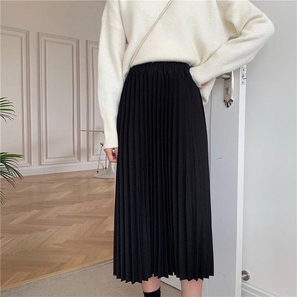 skirts 2021 korean fashion black belted pleated midi elastic waist long skirt women solid vintage faldas ladies saias chic jupe
skirts 2021 korean fashion black belted pleated midi elastic waist long skirt women solid vintage faldas ladies saias chic jupe