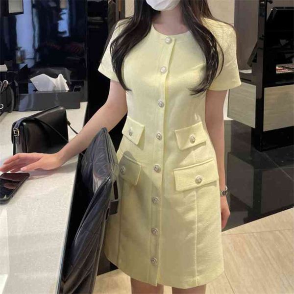 vetement femme summer korean chic elegant casual robe single-breasted straight woolen tweed dress women vestidos 210514, Black;gray
vetement femme summer korean chic elegant casual robe single-breasted straight woolen tweed dress women vestidos 210514, Black;gray
