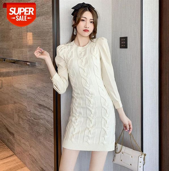 sweet high-street girl wears a short knit dress with puff sleeve twist stitching #9d8m, Black;gray
sweet high-street girl wears a short knit dress with puff sleeve twist stitching #9d8m, Black;gray