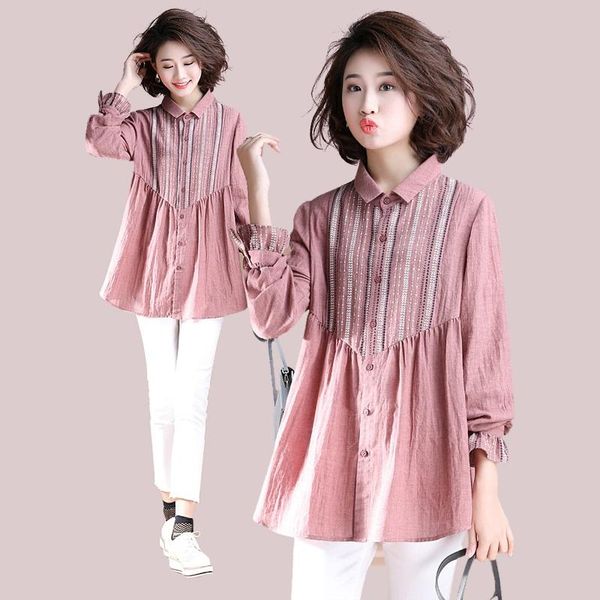 long sleeve print blouses shirts casual turn down collar female tunic loose autumn womens and women's &, White
long sleeve print blouses shirts casual turn down collar female tunic loose autumn womens and women's &, White