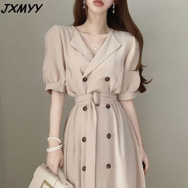 korean chic summer retro temperament lapel double-breasted knee-length lace waist casual short-sleeved dress 210412, Black;gray
korean chic summer retro temperament lapel double-breasted knee-length lace waist casual short-sleeved dress 210412, Black;gray