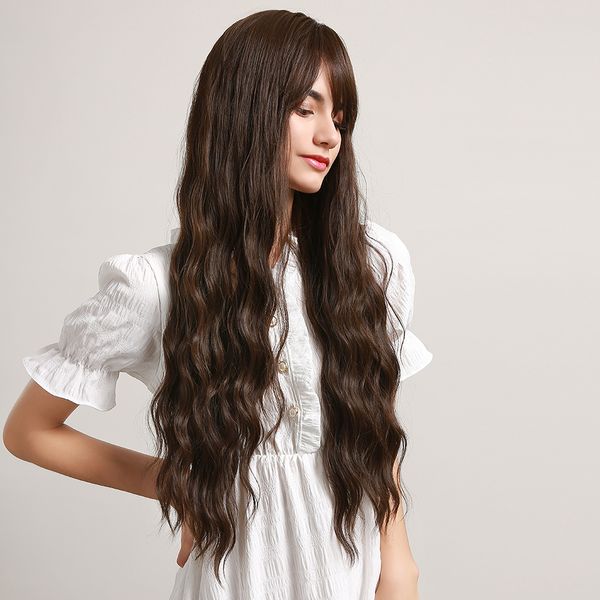 long dark brown water wave synthetic wigs for women natyral hair wigs with said bangs daily wigs heat resistant cosplayfactory direct, Black
long dark brown water wave synthetic wigs for women natyral hair wigs with said bangs daily wigs heat resistant cosplayfactory direct, Black