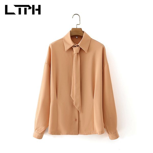 french vintage blouses simple solid color women shirts casual business single breasted necktie spring autumn 210427, White 
french vintage blouses simple solid color women shirts casual business single breasted necktie spring autumn 210427, White