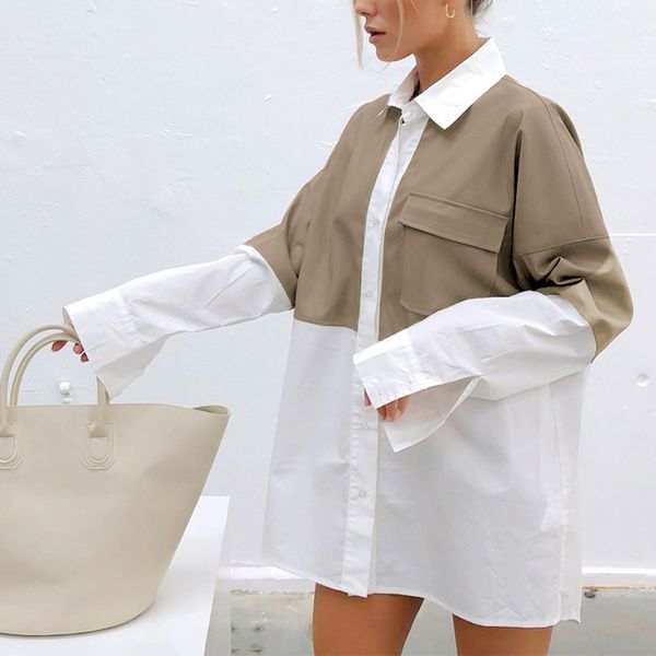 patchwork pu leather shirt women oversize loose pocket buttons white long shirts female casual spring ladies fashion 210524
patchwork pu leather shirt women oversize loose pocket buttons white long shirts female casual spring ladies fashion 210524