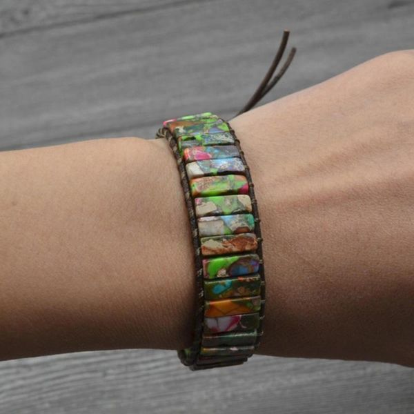 tennis chakra bracelet jewelry handmade multicolor natural stone tube beads leather wrap couples bracelets creative gifts, Golden;silver
tennis chakra bracelet jewelry handmade multicolor natural stone tube beads leather wrap couples bracelets creative gifts, Golden;silver