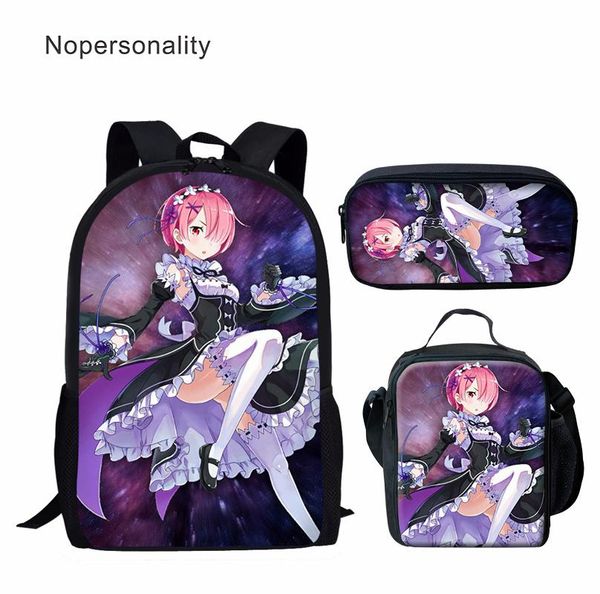 school bags nopersonality junior girls bag re zero pattern bookbag and lunch pencil 3in1 set for student girl mochila
school bags nopersonality junior girls bag re zero pattern bookbag and lunch pencil 3in1 set for student girl mochila