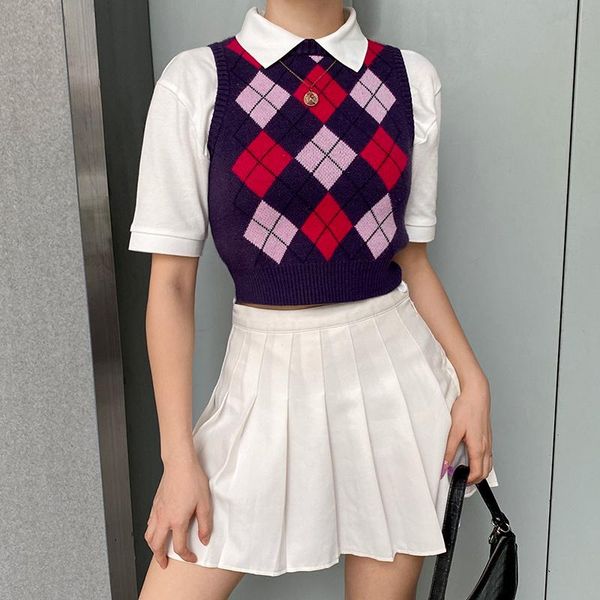 women's vests argyle vest y2k tank sweater women 90s preppy style casual sleeve knitted crop jumper vintage mini autumn fashion, Black;white
women's vests argyle vest y2k tank sweater women 90s preppy style casual sleeve knitted crop jumper vintage mini autumn fashion, Black;white