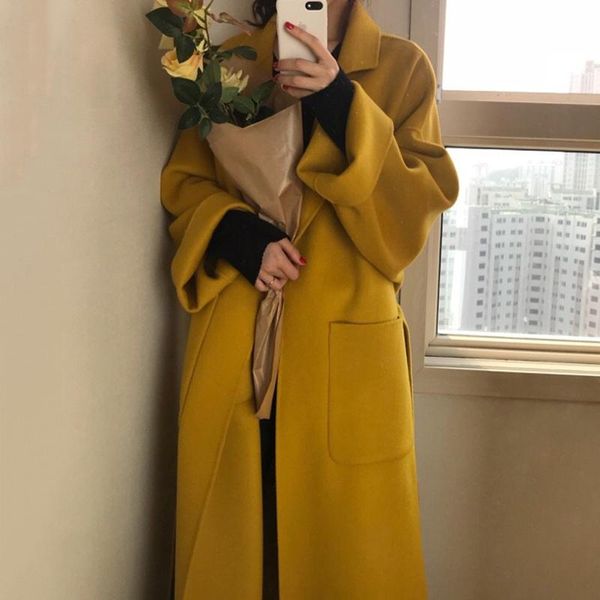 women's wool & blends women elegant coat 2021 autumn winter long sleeve turn down collar coats korean style bandage outwear, Black
women's wool & blends women elegant coat 2021 autumn winter long sleeve turn down collar coats korean style bandage outwear, Black