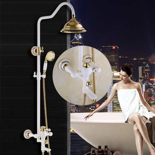 vidric bathtub faucet brass golden white paint bathroom shower wall mount round rainfall head handheld bath tap sets
vidric bathtub faucet brass golden white paint bathroom shower wall mount round rainfall head handheld bath tap sets