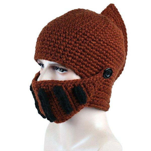 novelty roman hat thermal mask knight helmet knitted cap winter beanie hats for men handmade gladiator headweart outdoor, Black;white 
novelty roman hat thermal mask knight helmet knitted cap winter beanie hats for men handmade gladiator headweart outdoor, Black;white