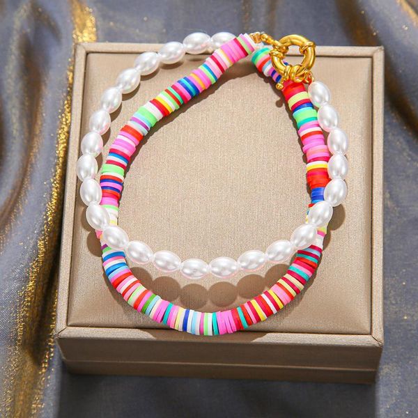 chokers bohemian fashion rainbow color geometric oval pearl soft pottery polymer clay beads choker necklaces for women party jewelry, Golden;silver
chokers bohemian fashion rainbow color geometric oval pearl soft pottery polymer clay beads choker necklaces for women party jewelry, Golden;silver